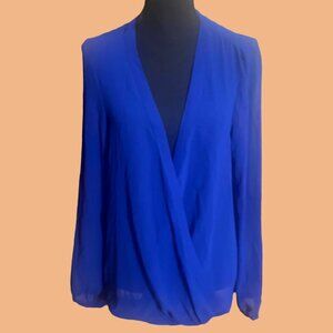 DKNY Jeans Blue Low Cut Sheer Blouse